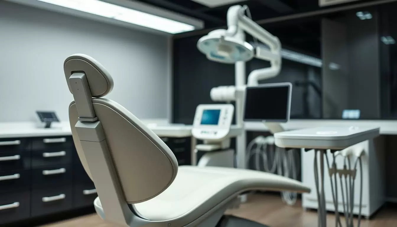 Dental chair and delivery unit in a modern operatory